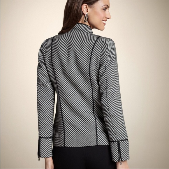 Chico’s Womens Diagonal Jacquard Striped Lise Jacket - Picture 2 of 9